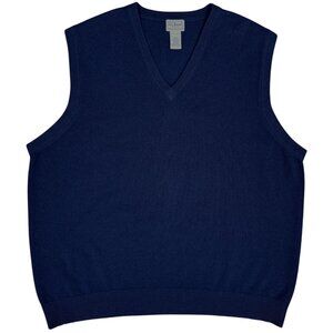 EUC Men's L.L. BEAN Vintage Lambswool V-neck Navy Sweater Vest |‎ Size XXL